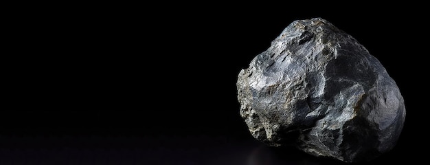 Skutterite é uma pedra natural preciosa rara em fundo preto gerada por IA. Modelo de bandeira de cabeçalho
