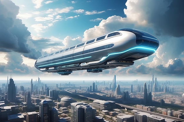 Skybound Transit Zukunfts-Passagierzug in der Cloud City