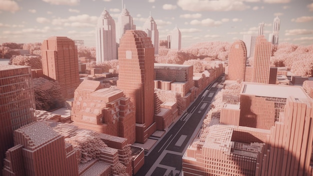 Skyhigh Cityscape Impressionante vista aérea 3D da paisagem urbana renderizada em Octane para impacto cinematográfico