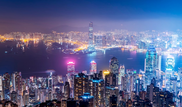 Skyline da cidade de Hong Kong e paisagem arquitetônica