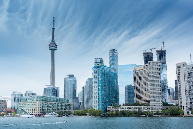 Foto skyline da cidade de toronto, ontário, canadá