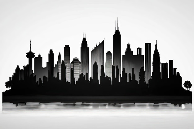 Skyline da cidade monocromática Generative AI