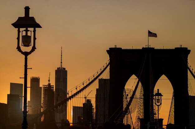 Skyline de Manhattan ao pôr do sol