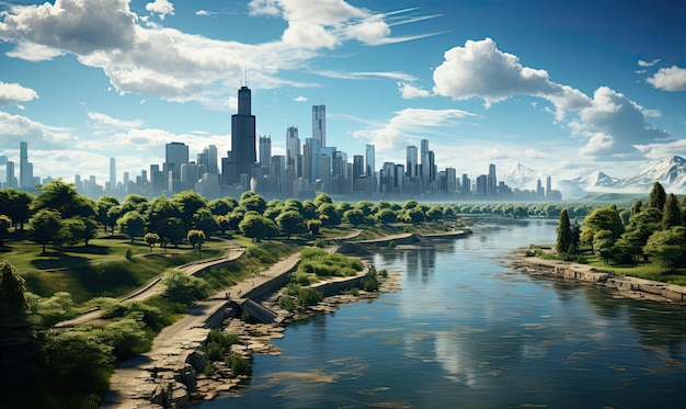 Skyline der Stadt Chicago ai generative