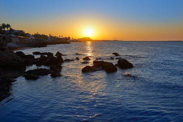 Skyline do sol de Denia em Las Rotas Alicante