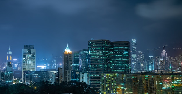 Skyline de Hong Kong en la noche