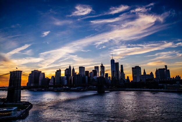 Skyline de Manhattan al atardecer