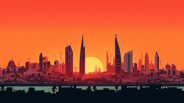 Skyline of Manama Central Business District El Reino de Bahrein Generative Ai