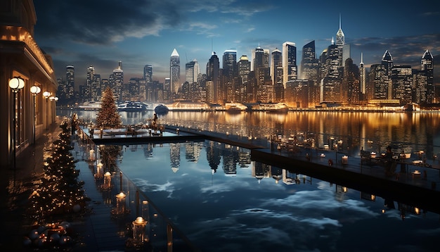 Skyline de patinaje sobre hielo en el país de las maravillas invernales de Sídney