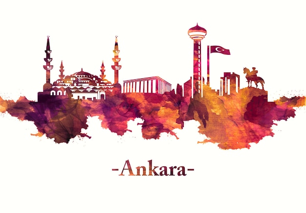 Skyline von Ankara Türkei in Rot