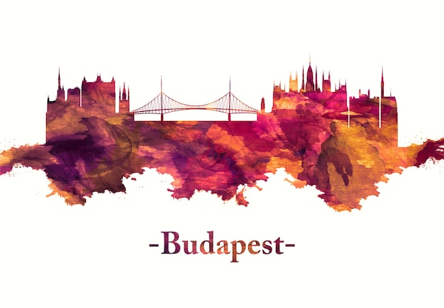 Skyline von Budapest Ungarn in Rot