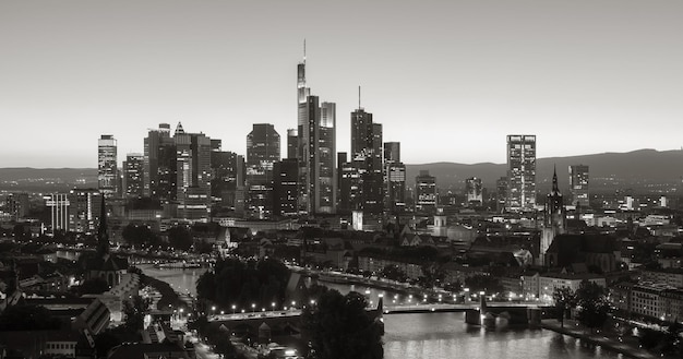 Skyline von Frankfurt am Main in einfarbigen Farben