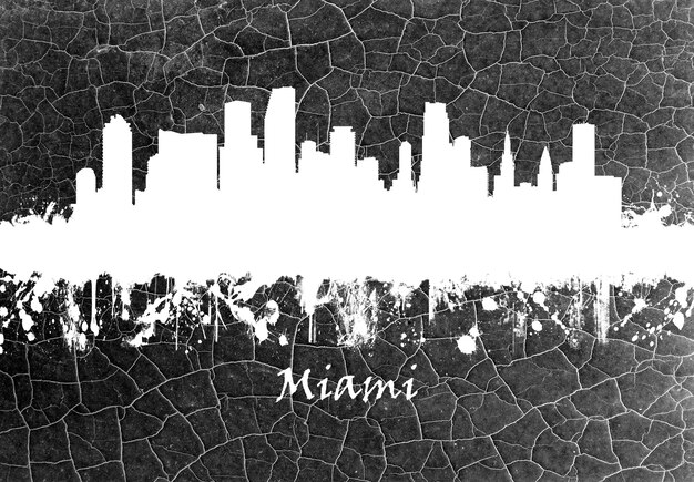 Skyline von Miami schwarz und weiß