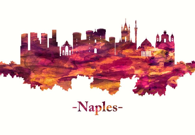 Skyline von Neapel Italien in rot
