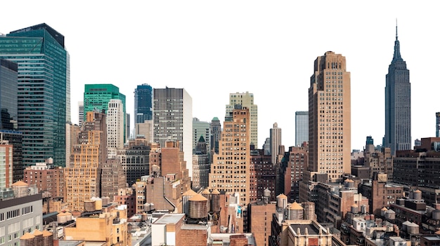Skyline von New York isoliert auf weißem Hintergrund Vereinigte Staaten