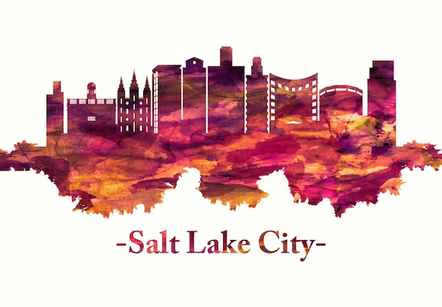 Skyline von Salt Lake City Utah in Rot