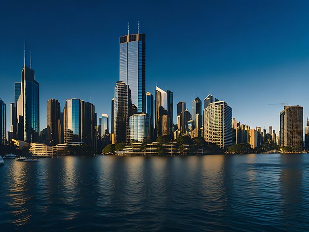 Skyline von Sydney CBD mit Spiegelung von Gebäuden im Hafengewässer Ai erzeugt