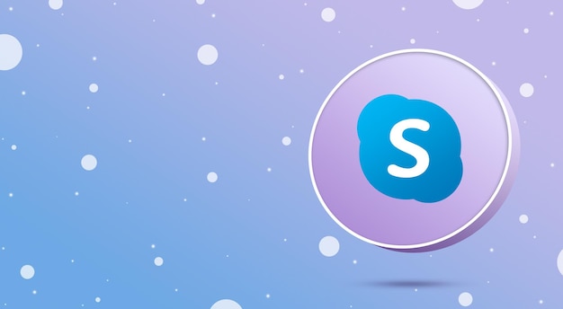 Skype-Logo auf einem runden Knopf 3d