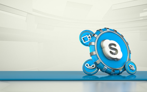 Skype renderização 3d ícone de mídia social fundo isolado