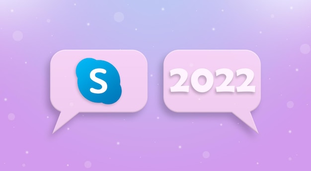 Skypeicon e ano novo 2022 no balão de fala 3d