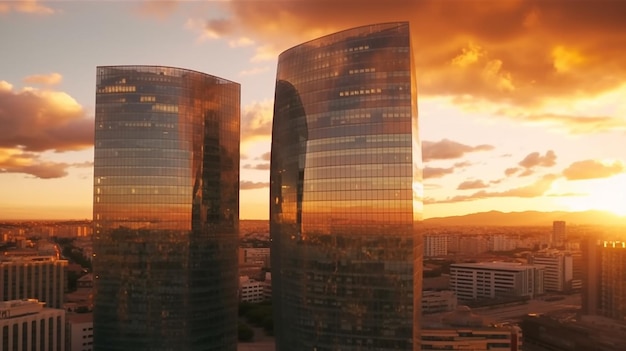 Foto skyscape de un grupo de modernos edificios de oficinas en la ciudad de barcelona ia generativa