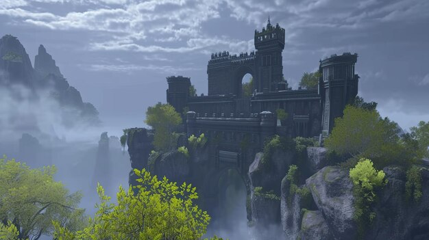 Skyward Citadel Retreat mit wunderschöner Aussicht Generative Ai