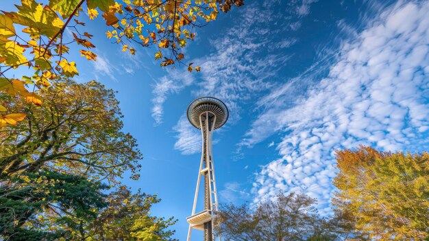 Foto skyward icon space needle em perfeita clareza