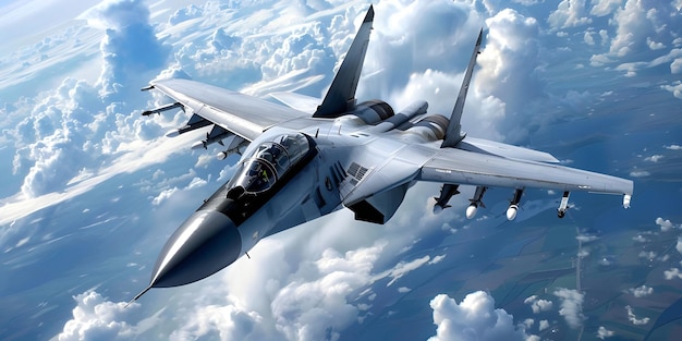 Skyward Soar Fighter Jet im Flug Hintergrund Luftdominanz Fighter Jet Soaring Ai generiert