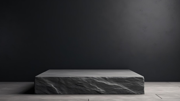 Slate Stone Abstract Minimalistic Product Podium A cena para apresentação de produto Sala 3D com plataforma geométrica Pedestal de palco Ai Mockup de pódio gerado para uma publicidade de produto