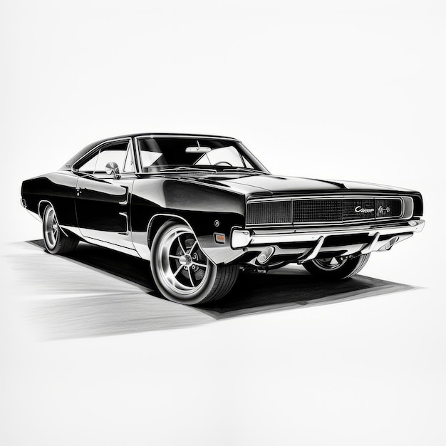 Foto sleek and bold 1969 dodge charger's monochrome meisterwerk