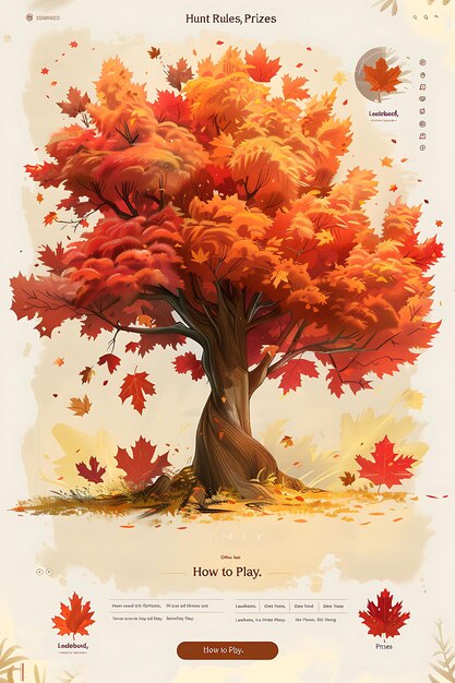 Slider Layout Web con sombra de árbol de otoño Efecto Figma Juego Tema de otoño Diseños de ideas de diseño