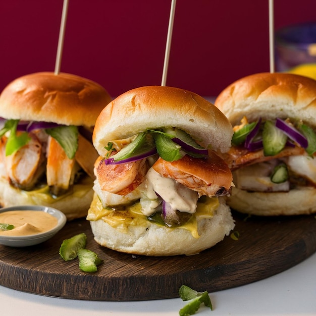 Foto sliders de mariscos al estilo peruano con mayonesa chipotle