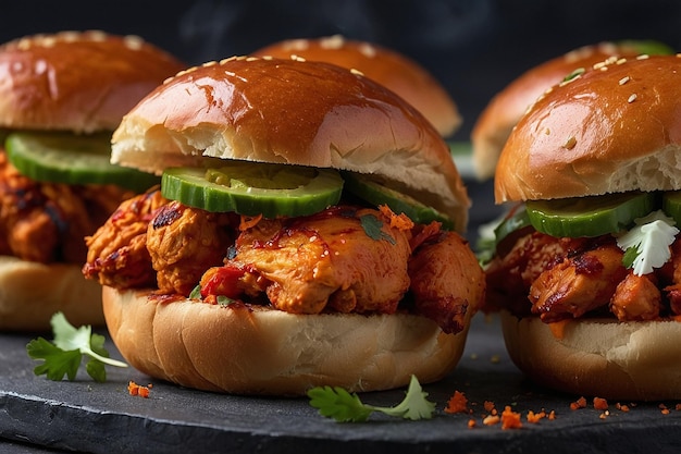 Foto sliders de pollo tandoori en panes pequeños