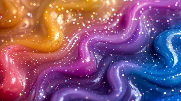 Slime brillante y colorido con movimiento ondulado abstracto