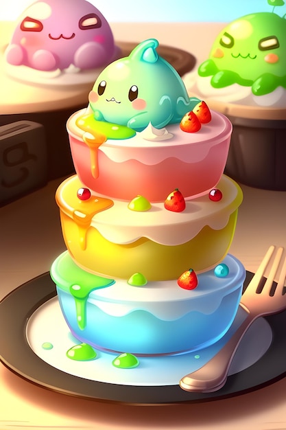 Slime Rancher videojuego comida comida linda pastel de queso jarabe pegajoso fruta en un plato lindo