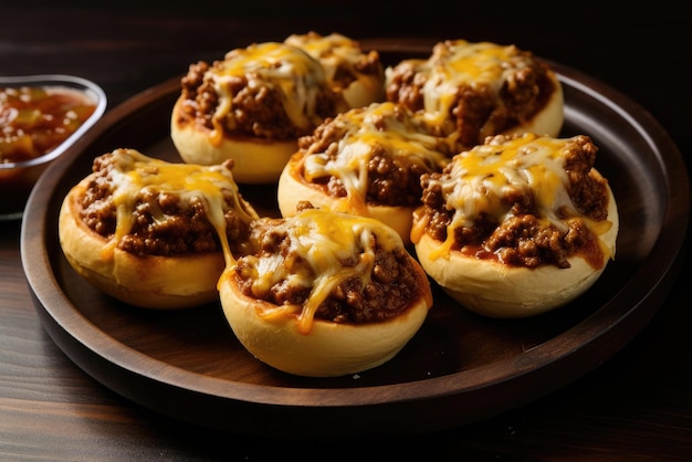 Sloppy Joe Cups com carne moída, cebola e queijo