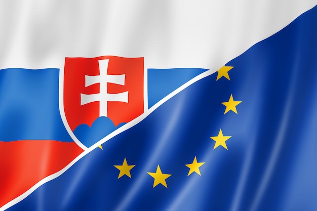 Slowakei und Europa Flagge