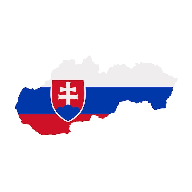 Slowakische Flagge Karte Länderumriss mit Nationalflagge