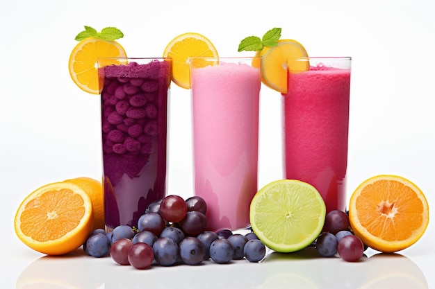 Slushy de frutas congeladas com uvas e guarnição de cítricos