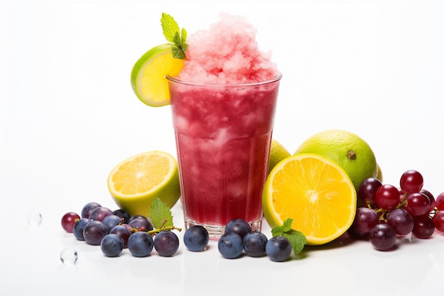 Slushy de frutas congeladas com uvas e guarnição de cítricos