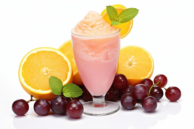 Slushy de frutas congeladas com uvas e guarnição de cítricos