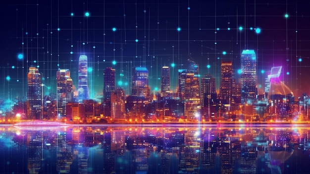 Smart City bei Nacht Anwendungsentwicklungskonzept