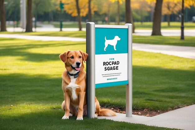 Foto smart city dogfriendly park signage mockup com espaço branco vazio para colocar seu projeto