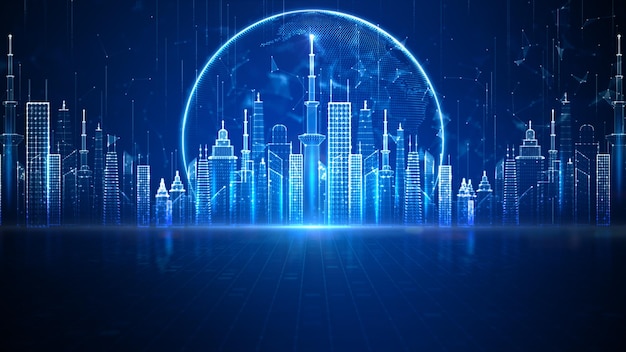 Smart City of Cyberspace und digitale Netzwerkverbindung der Metaverse-Technologie