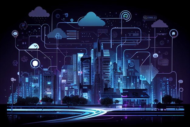 Smart City con Smart Services e Icon Internet of Things