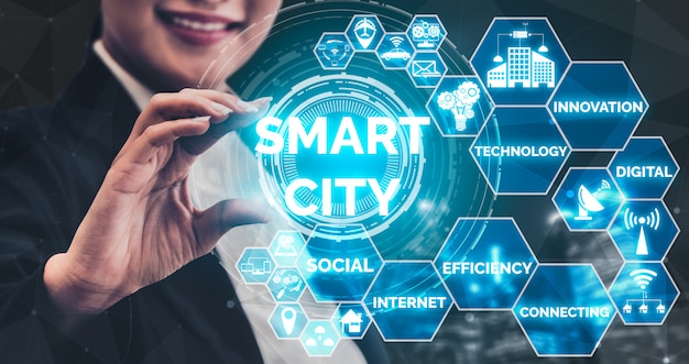 Smart City und Internet-Technologiekonzept.