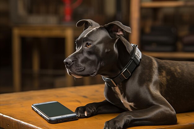 Foto smart collar zur überwachung der aktivität und gesundheit von reinrassigen hunden mit smartphone-datenübertragung