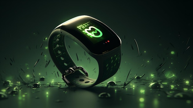 Smart-Fitness-Uhr 3D-Rendering-Illustration mit Hören