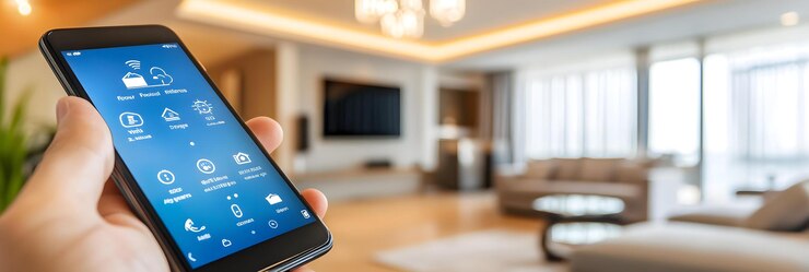 Foto smart-home-geräte, die die beleuchtung steuern