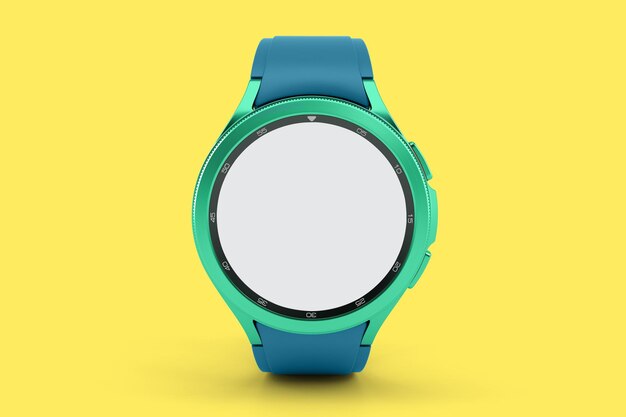 Smart Watch Classic Lado frontal aislado en fondo amarillo